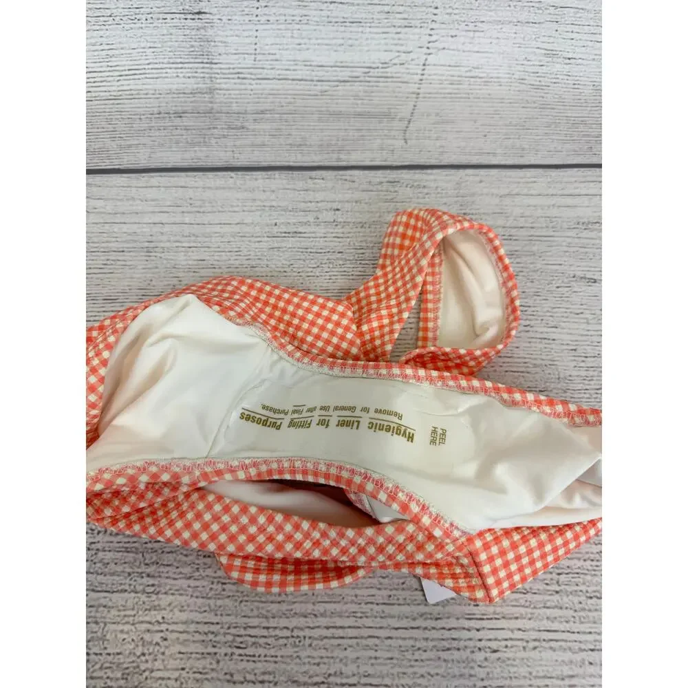 Old Navy Plus Size Cream & Coral Gingham Matching Bikini Swim Set Size 3X